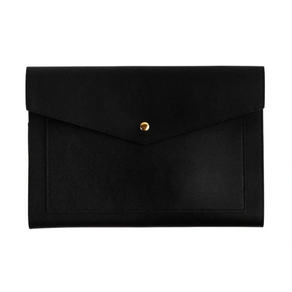 Black Leather Desk Organizer Portfolio